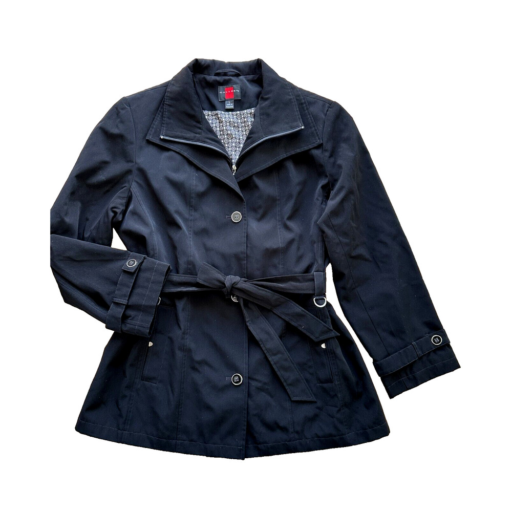 Gallery Black coat trench Women size L